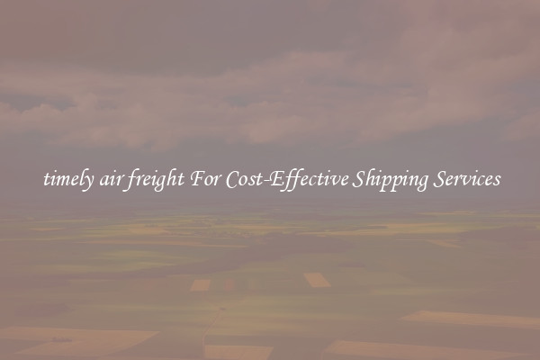 timely air freight For Cost-Effective Shipping Services